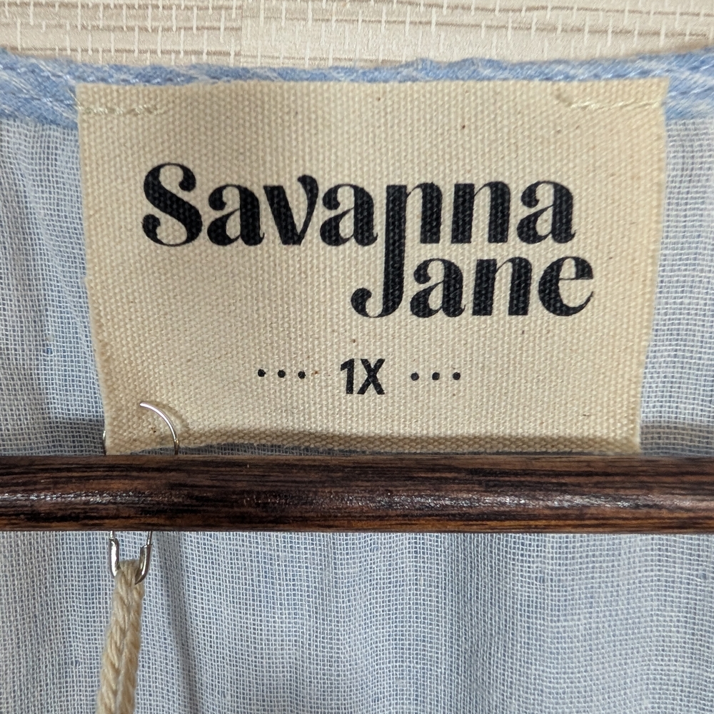 Savanna Jane Plus Size Floral Embroidered Striped Sleeveless Blouse Top 1X NWT - Picture 7 of 10